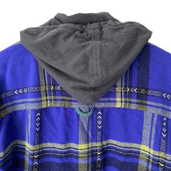 Without Walls Ikat Purple Plaid Flannel Hooded Overshirt NWTs size Large - Picture 6 of 13